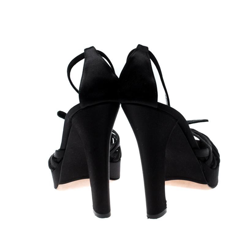 Dolce & Gabbana Black Satin Ankle Strap Platform Pumps Size 40 2