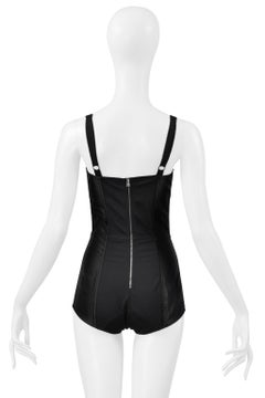 Dolce & Gabbana Black Satin Bodysuit With Lace Insets And Exposed Zipper