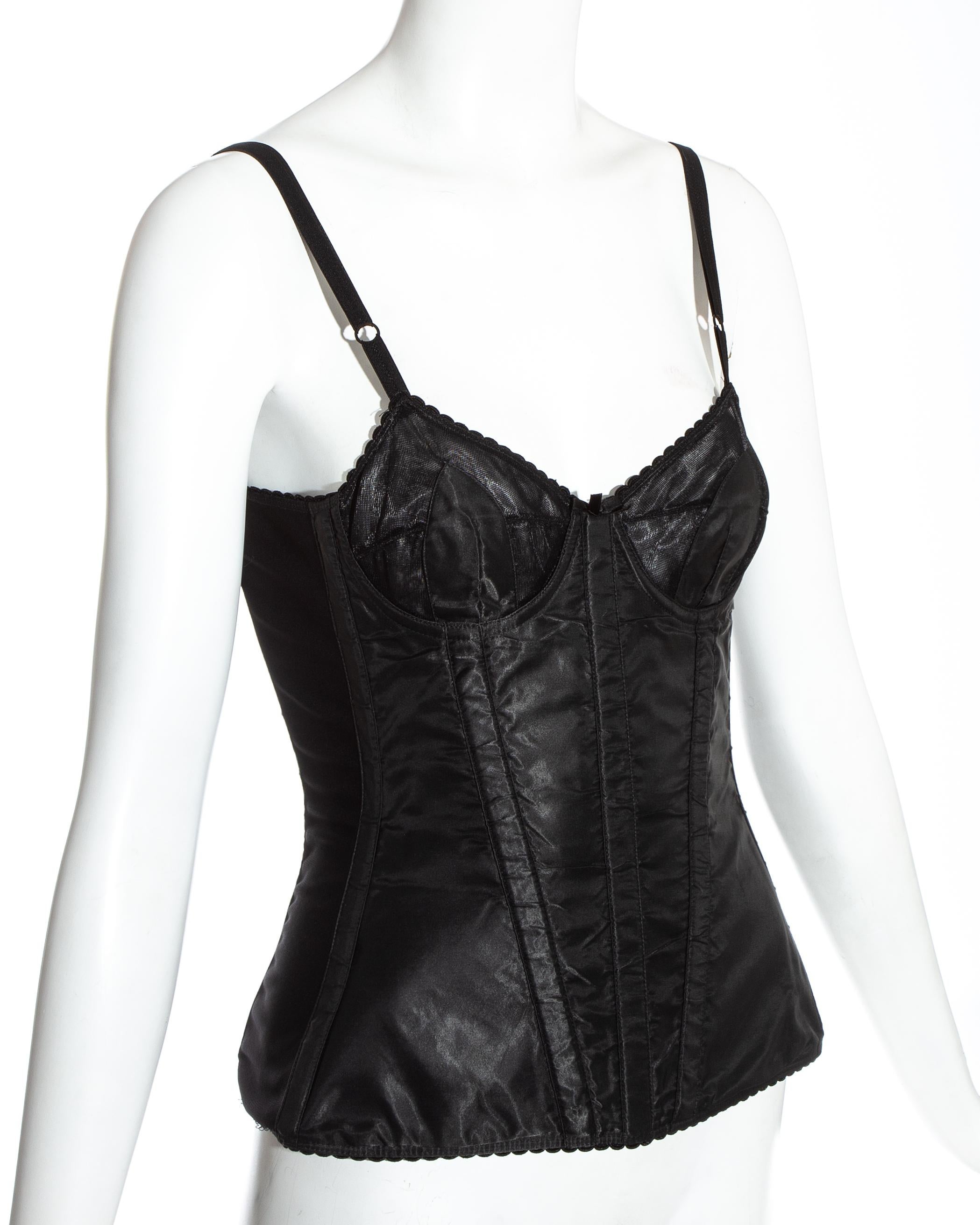 Black Dolce & Gabbana black satin boned evening corset, c. 1990s