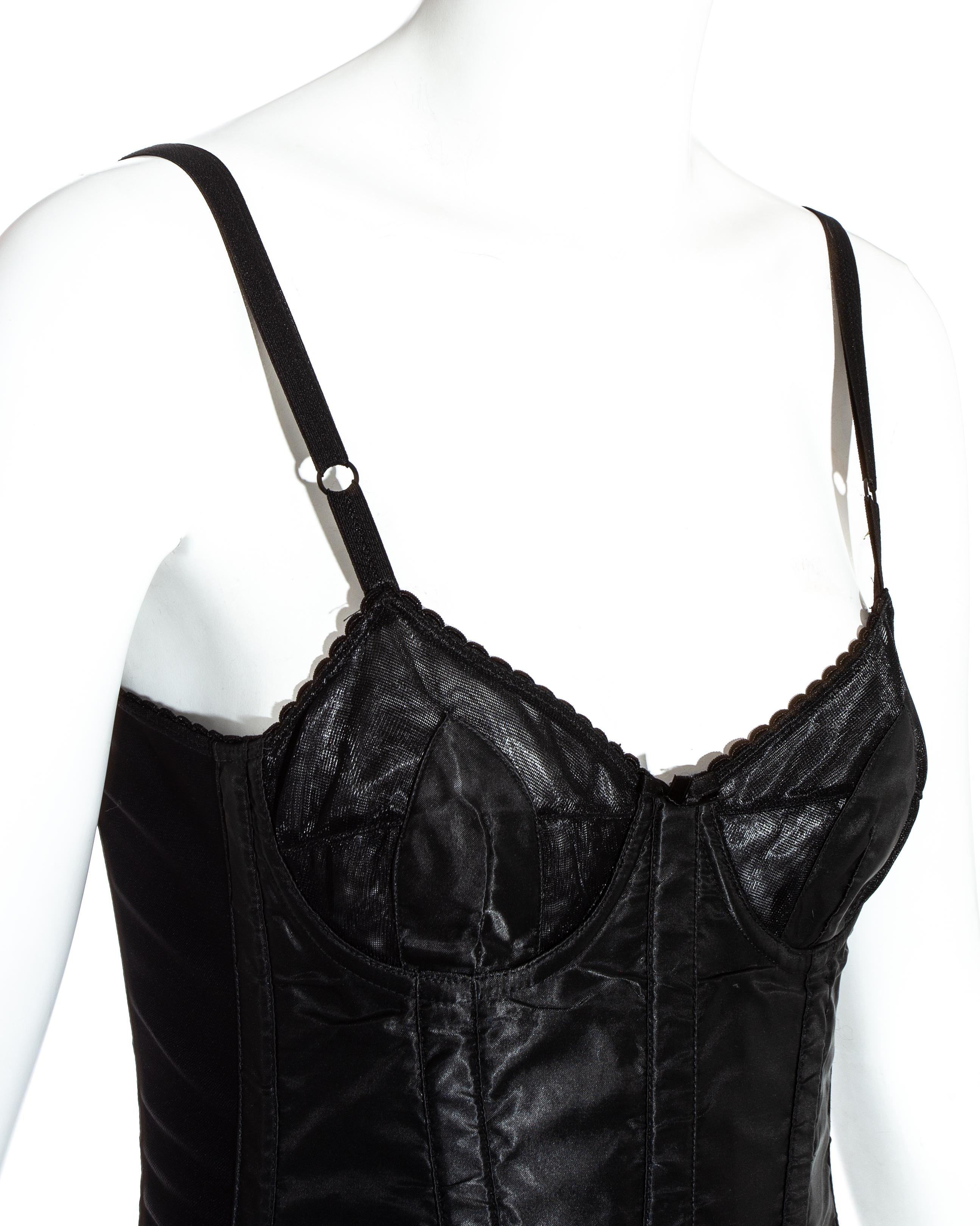 Dolce & Gabbana black satin boned evening corset, c. 1990s In Good Condition In London, GB