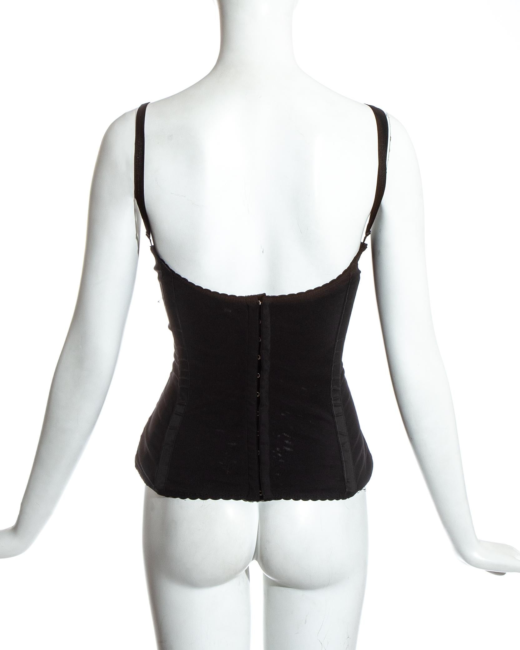 Women's Dolce & Gabbana black satin boned evening corset, c. 1990s