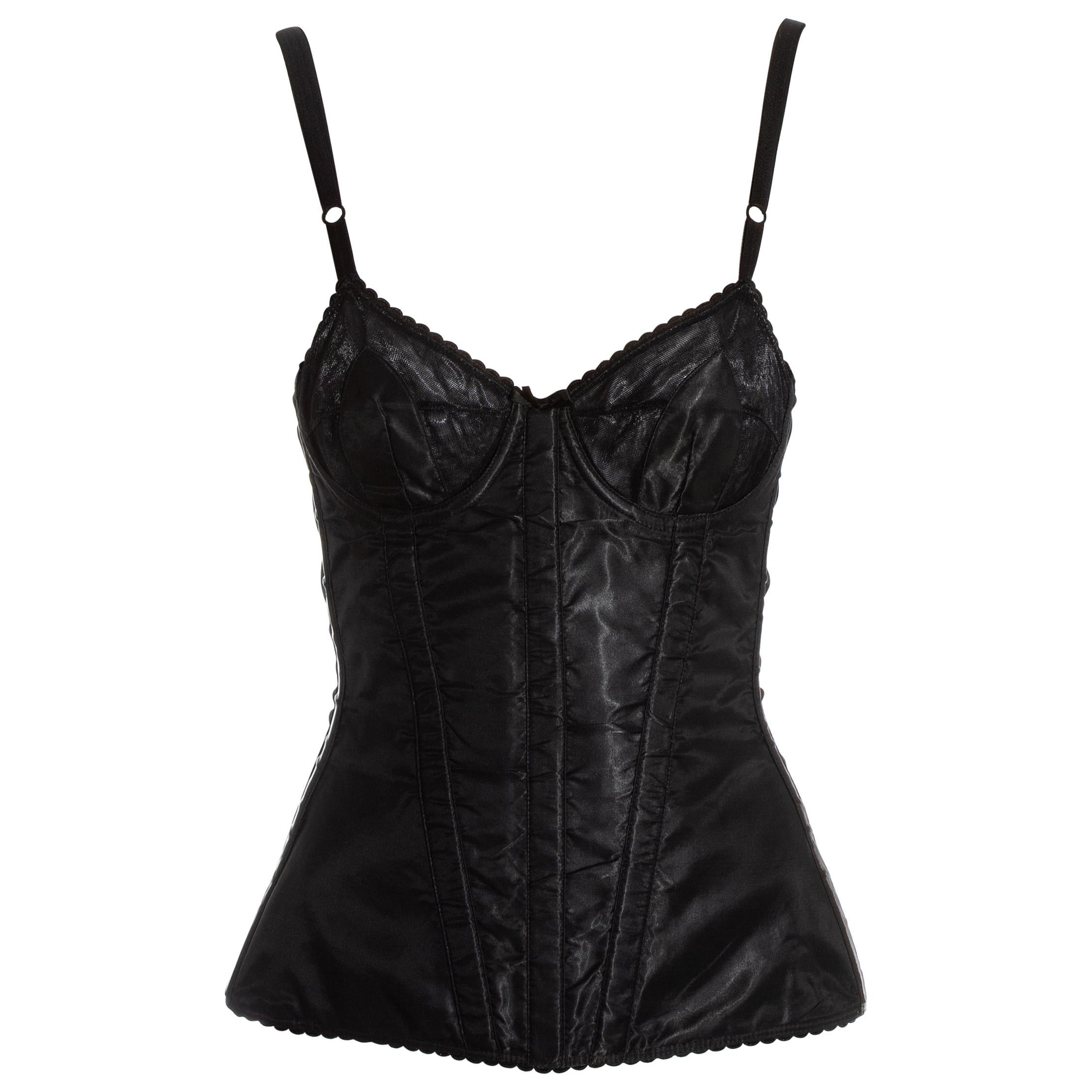 Dolce & Gabbana black satin boned evening corset, c. 1990s
