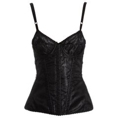 Vintage Dolce & Gabbana black satin boned evening corset, c. 1990s
