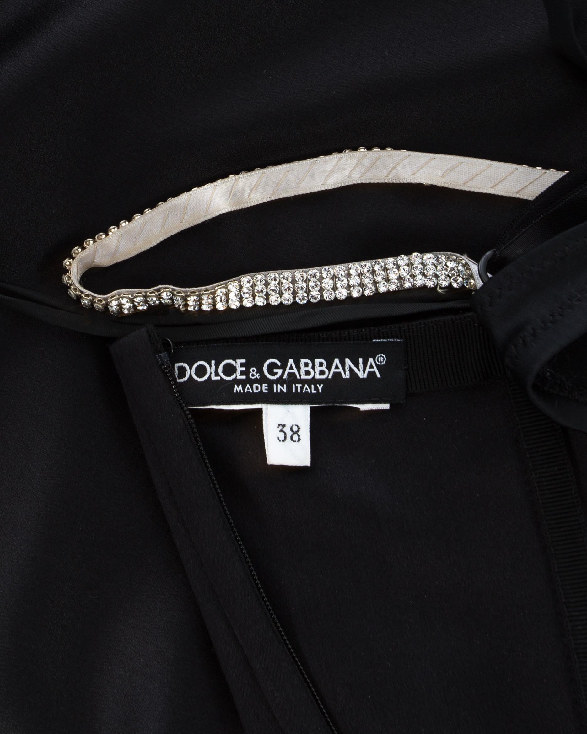 Dolce & Gabbana black satin corset evening dress with rhinestone straps, c. 2000 In Excellent Condition In London, GB