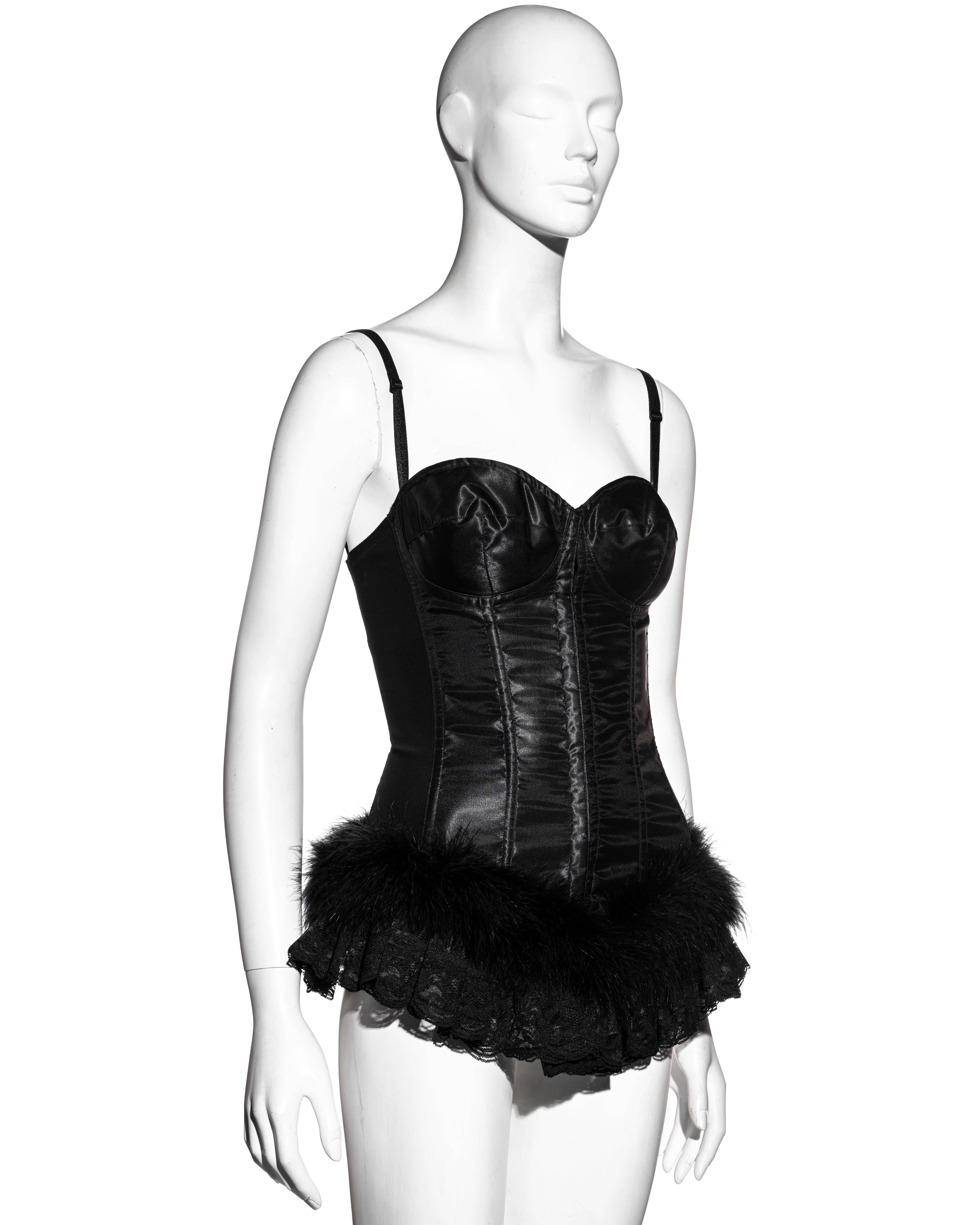 corset dress with feathers