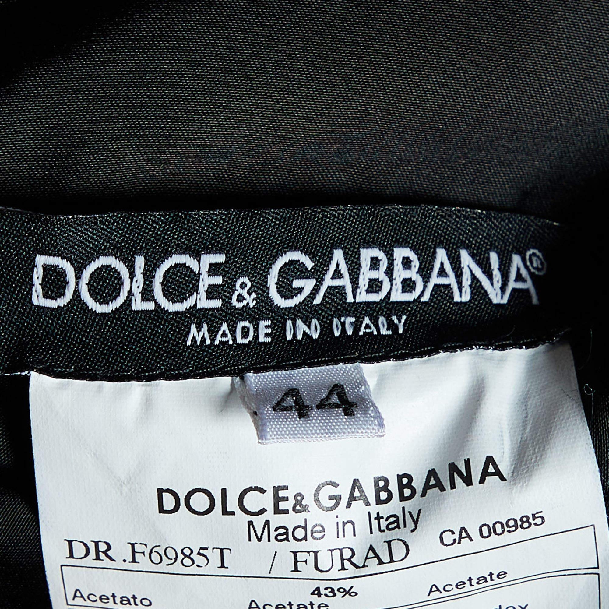 Women's Dolce & Gabbana Black Satin & Crepe Strapless Bustier Maxi Dress M