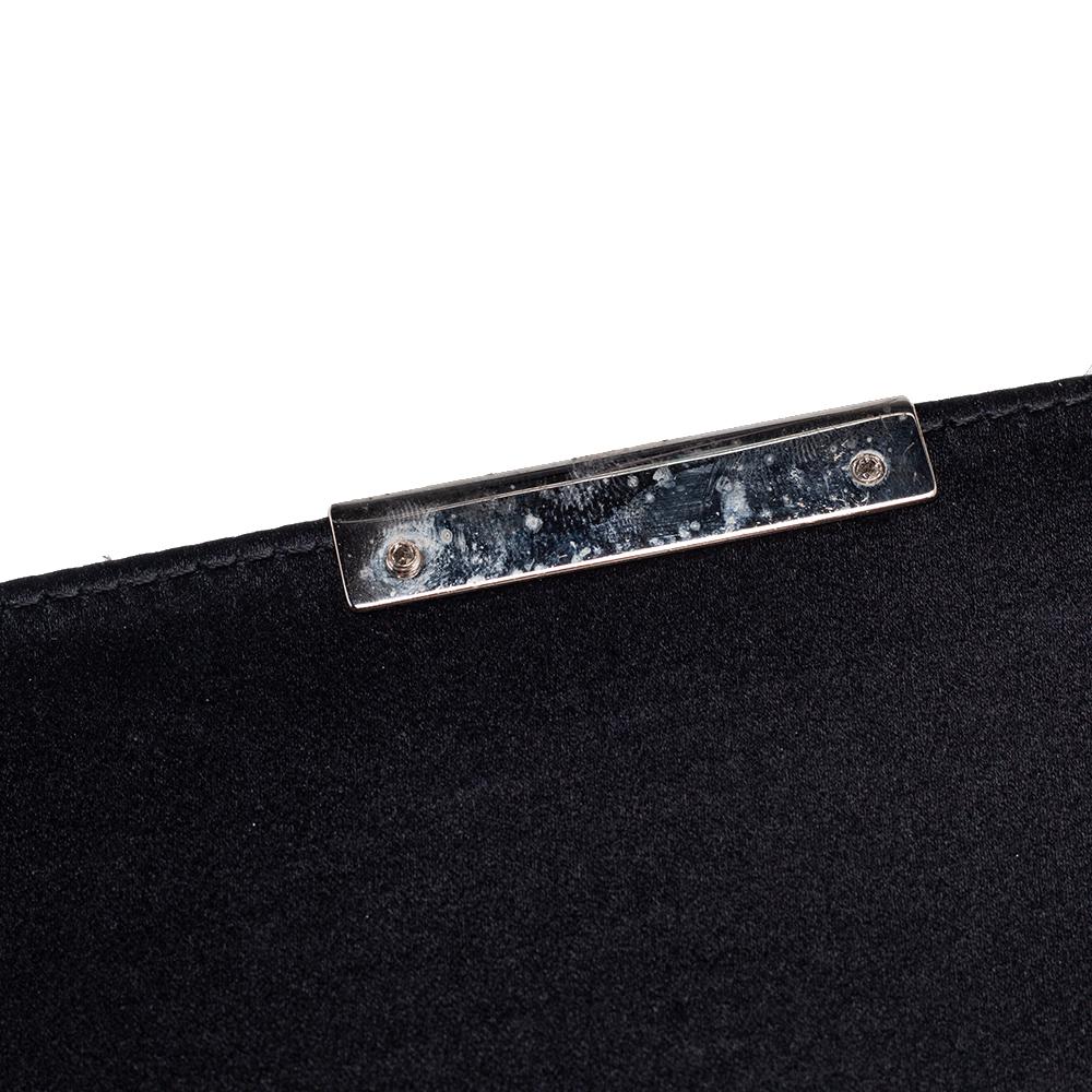 Dolce & Gabbana Black Satin Crystal Embellished Miss Sparkle Clutch 1