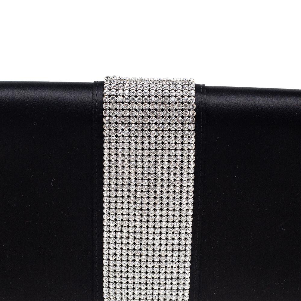 Dolce & Gabbana Black Satin Crystal Embellished Miss Sparkle Clutch 2