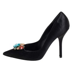 Dolce & Gabbana Black Satin Crytal Embellished Pumps Size 39