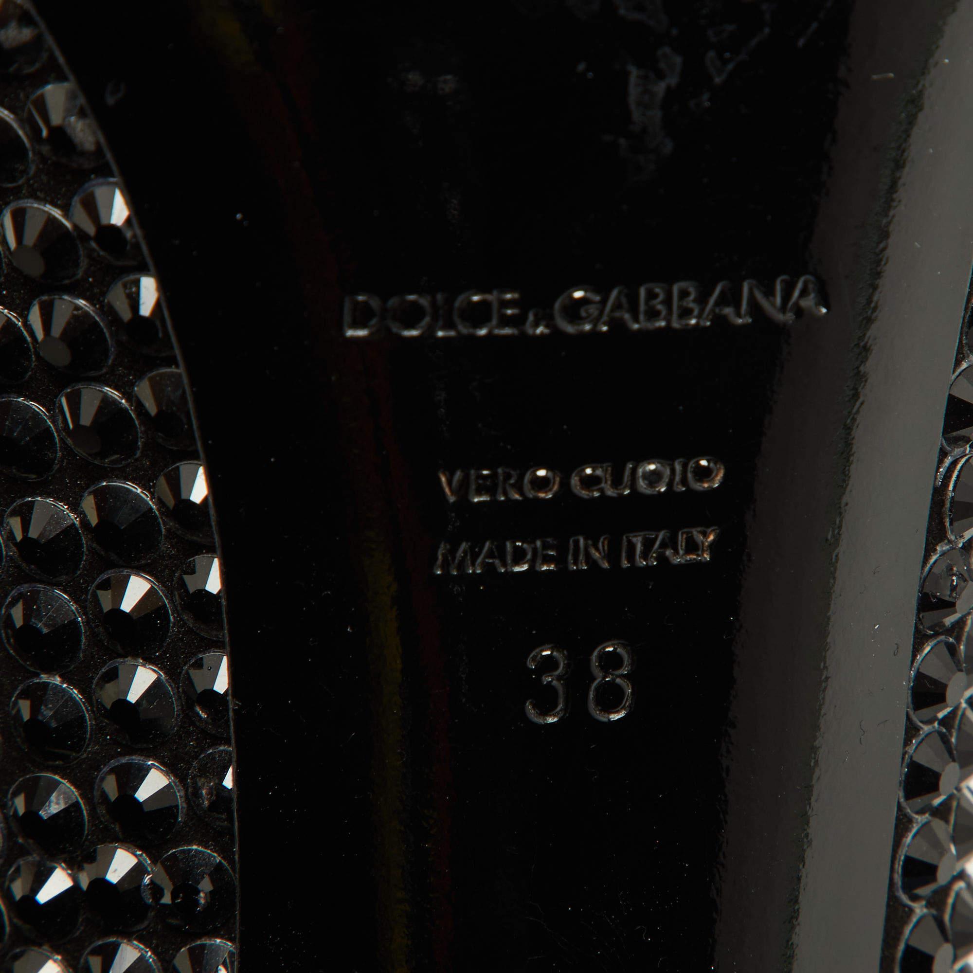 Dolce & Gabbana Black Satin Embellishments Pumps Size 38 For Sale 4