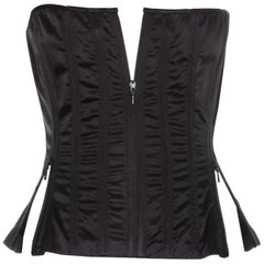 Vintage Dolce & Gabbana black satin lycra convertible zipper corset, ss 1999
