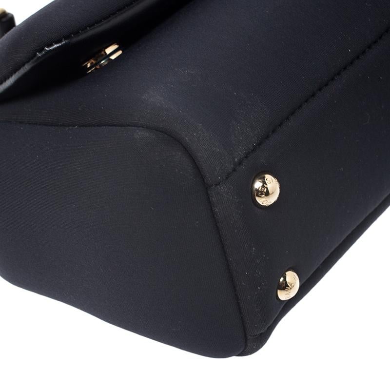 Dolce & Gabbana Black Satin Neoprene Heart Small Miss Sicily Top Handle Bag 3