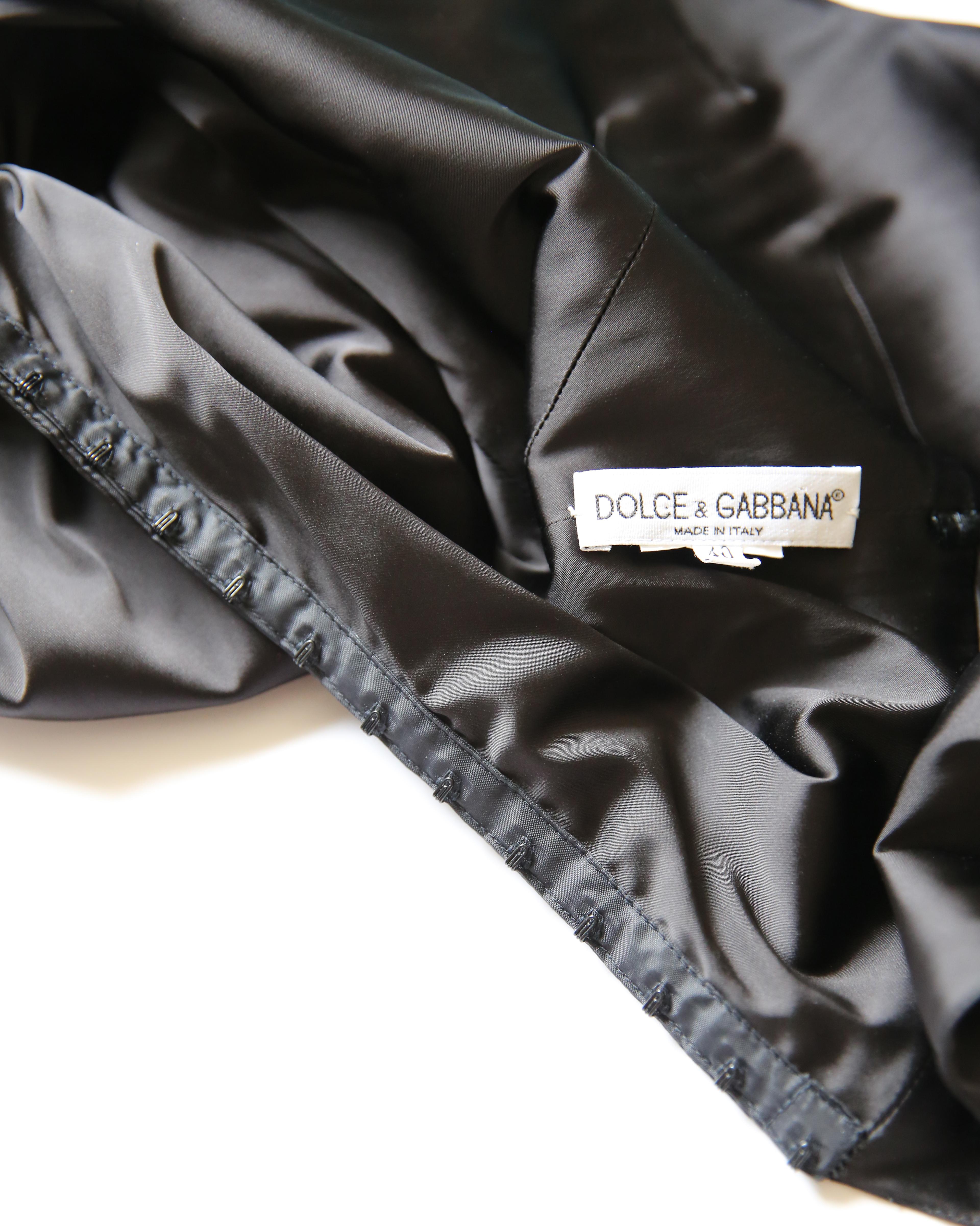 Dolce & Gabbana black satin sleeveless body con midi sheath dress 6