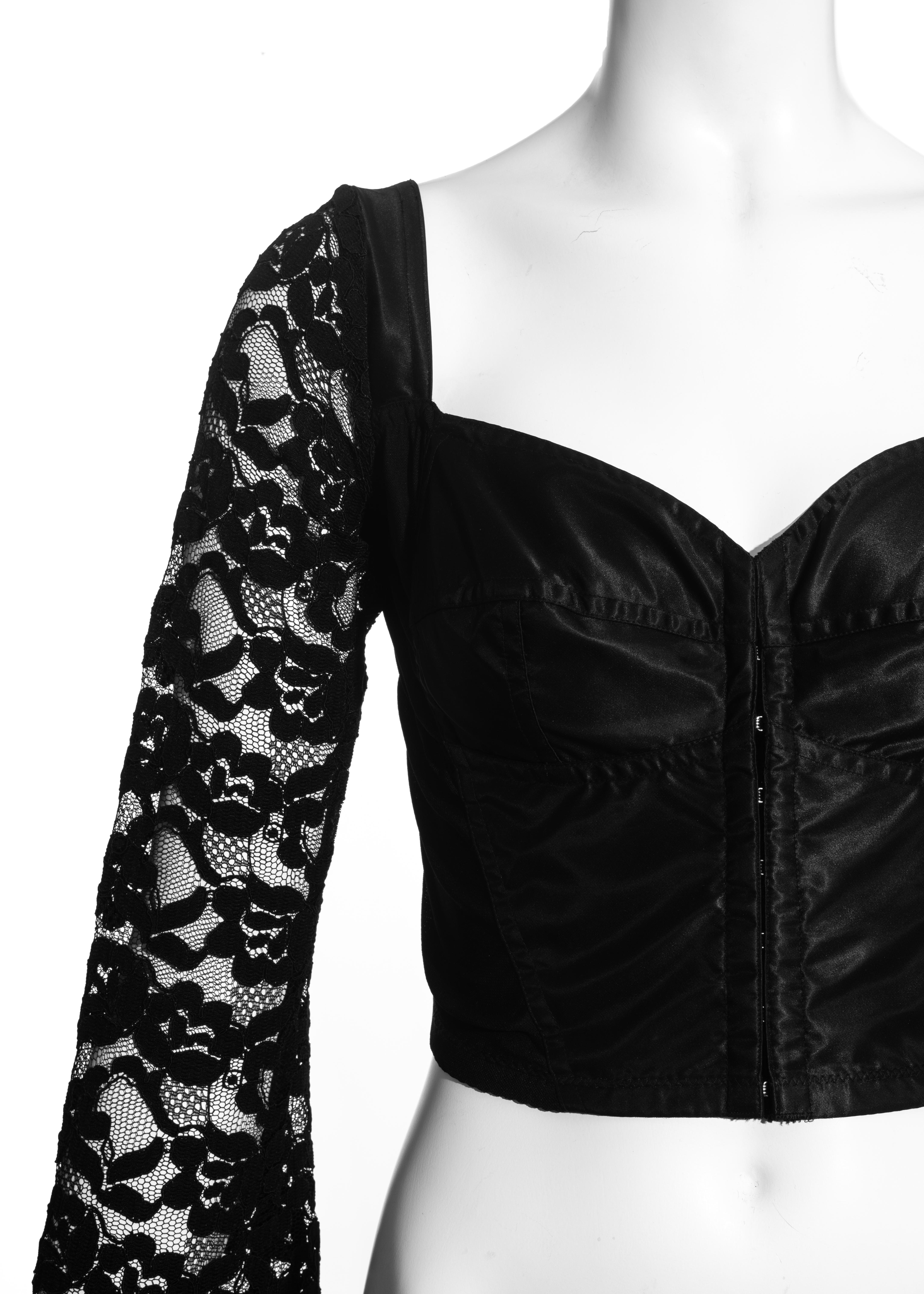 Black Dolce & Gabbana black satin spandex and lace corset, ss 1993