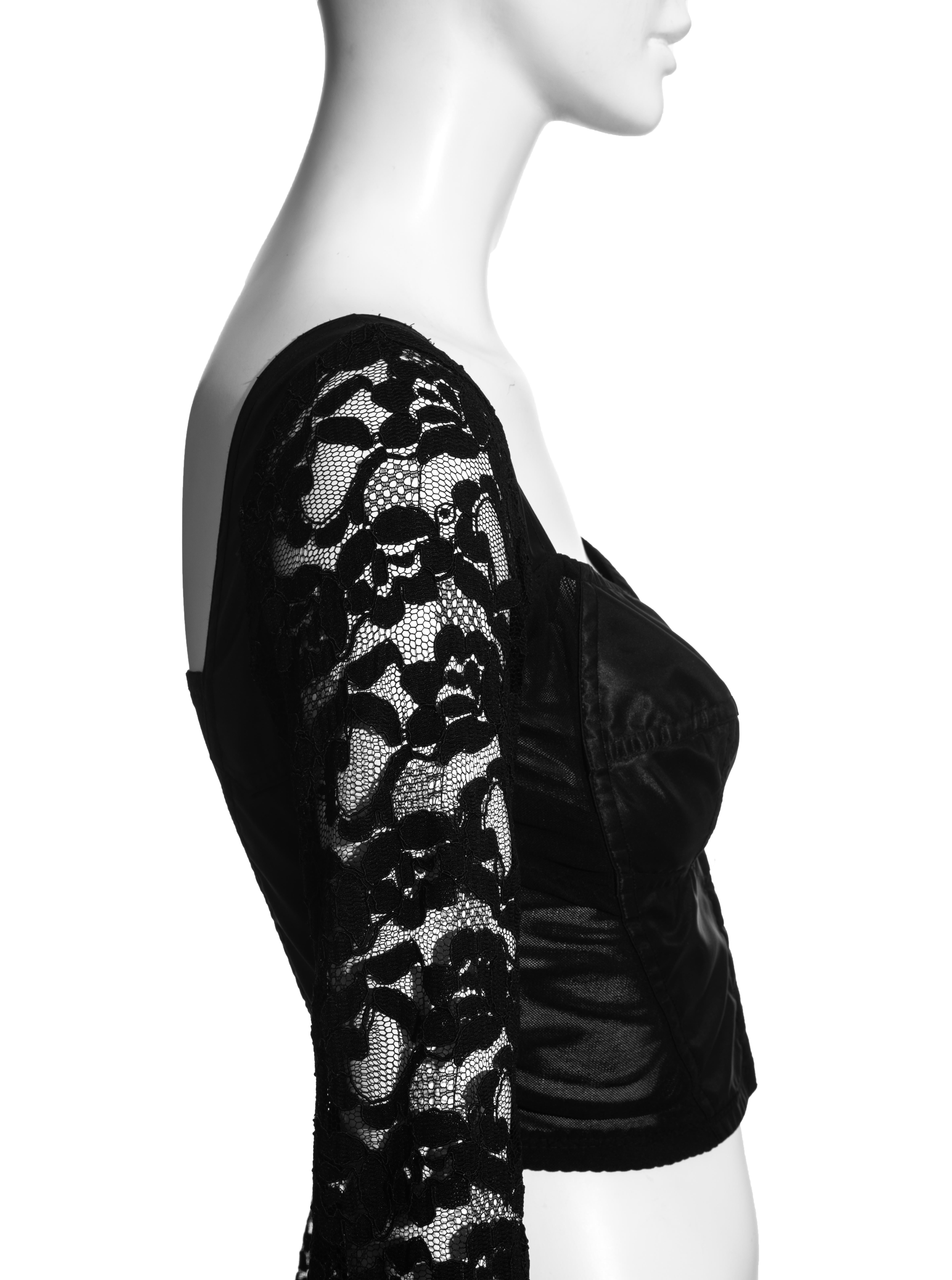 Dolce & Gabbana black satin spandex and lace corset, ss 1993 In Good Condition In London, GB