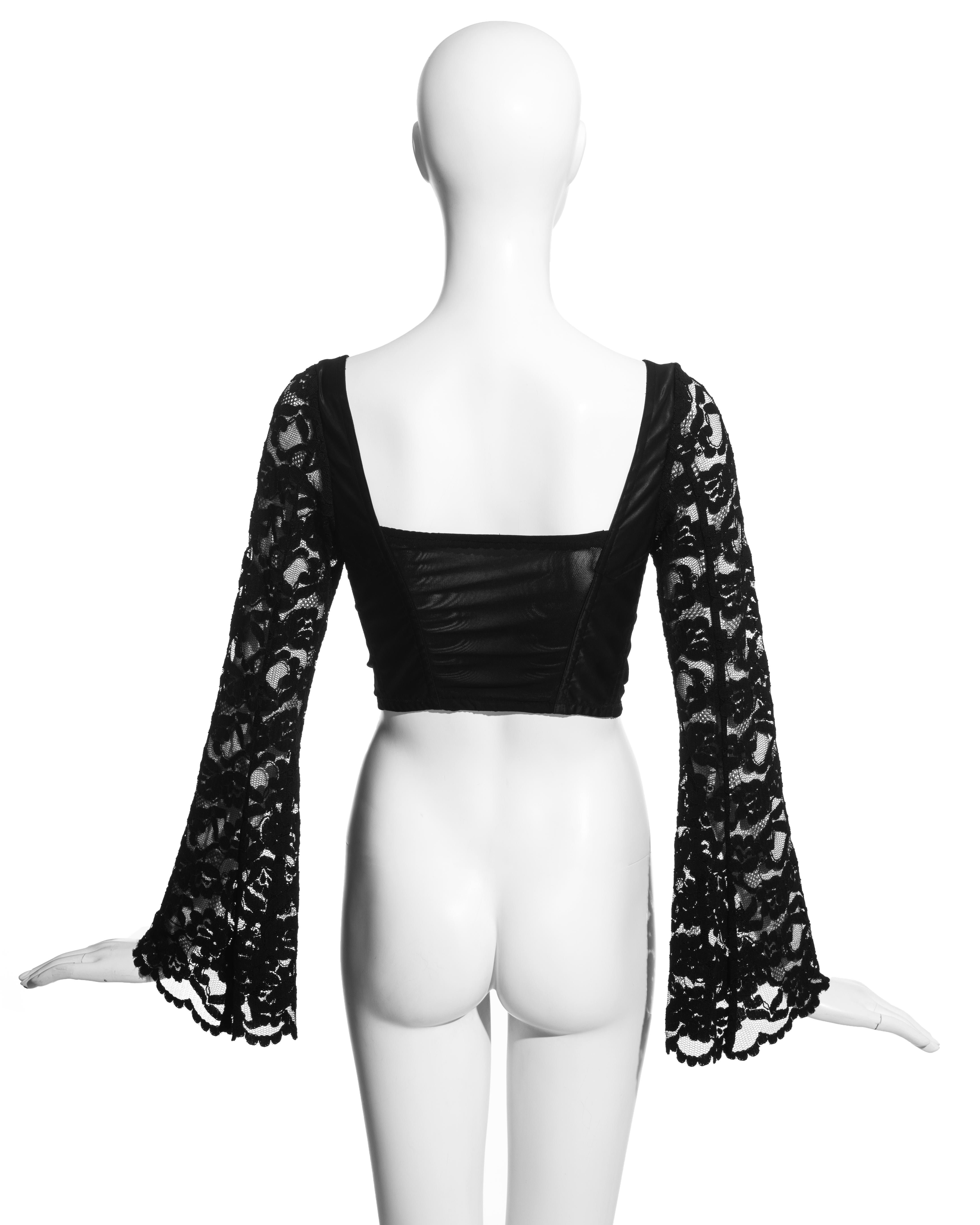 Dolce & Gabbana black satin spandex and lace corset, ss 1993 2