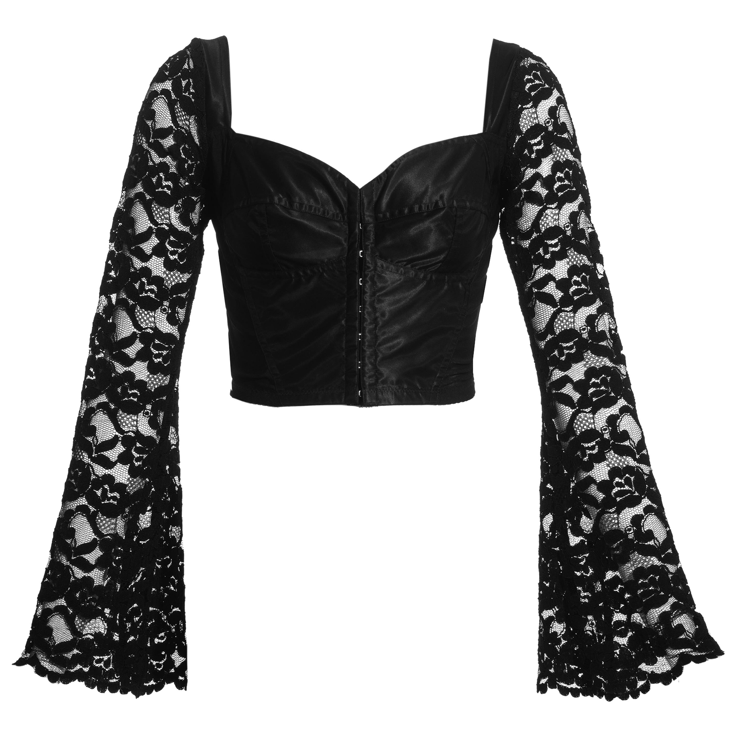 Dolce & Gabbana black satin spandex and lace corset, ss 1993