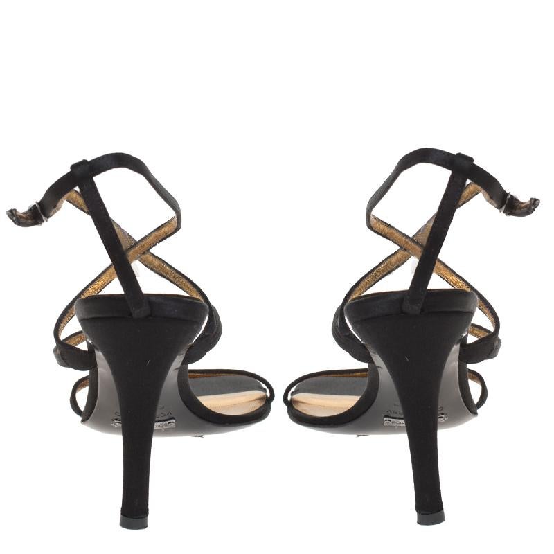 Women's Dolce & Gabbana Black Satin Strappy Sandals Size 37