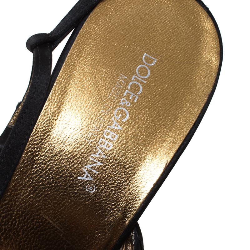 Dolce & Gabbana Black Satin Strappy Sandals Size 37 2