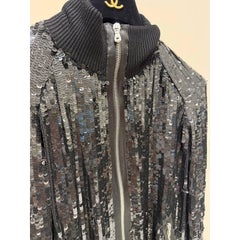Dolce & Gabbana Black Sequin Bomber Jacket IT 38 with Silk Lining