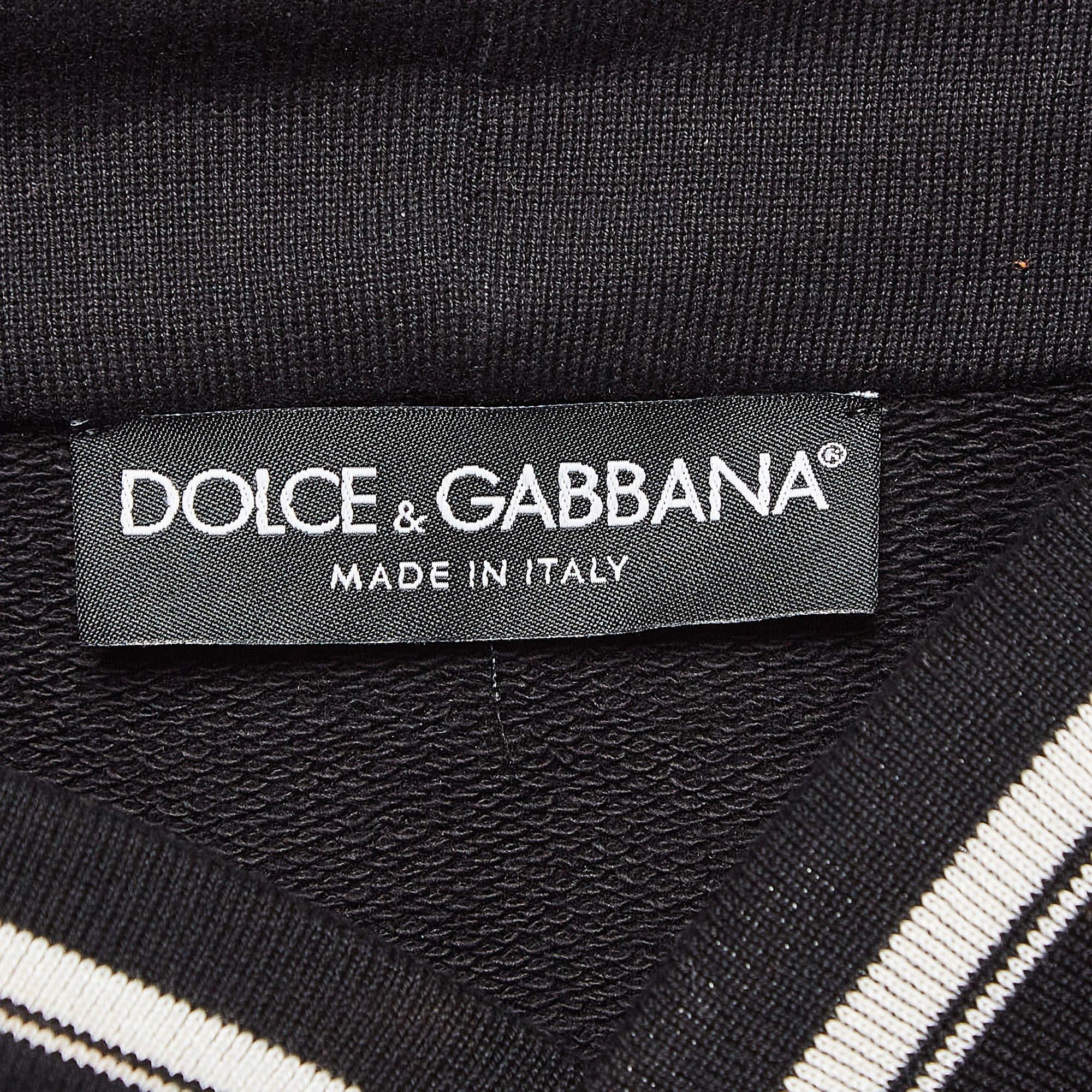 Dolce & Gabbana Black Sequin Cotton Knit Hoodie M 2