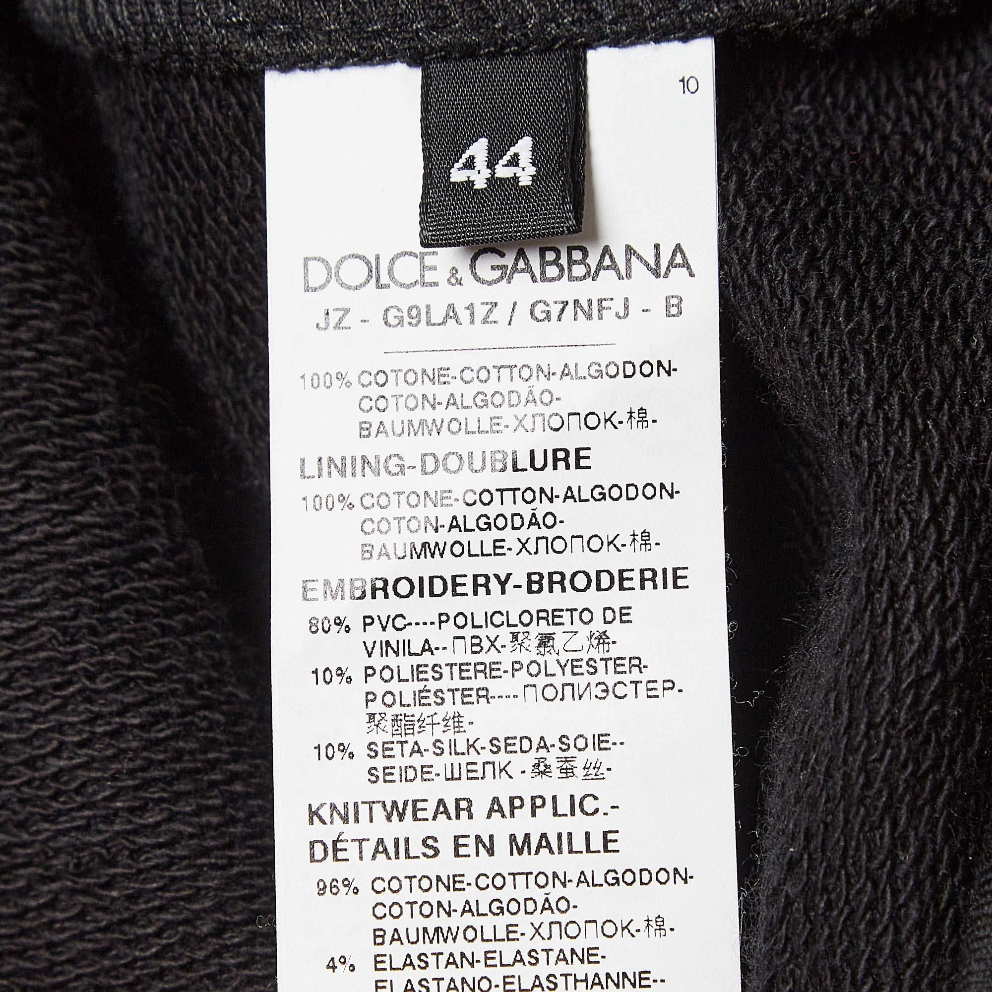 Dolce & Gabbana Black Sequin Cotton Knit Hoodie M 3