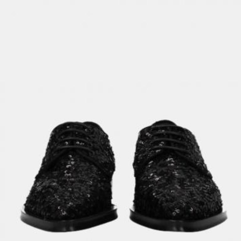 Nero Dolce & Gabbana - Scarpe Derby con paillettes nere - US 7 EU 37.5