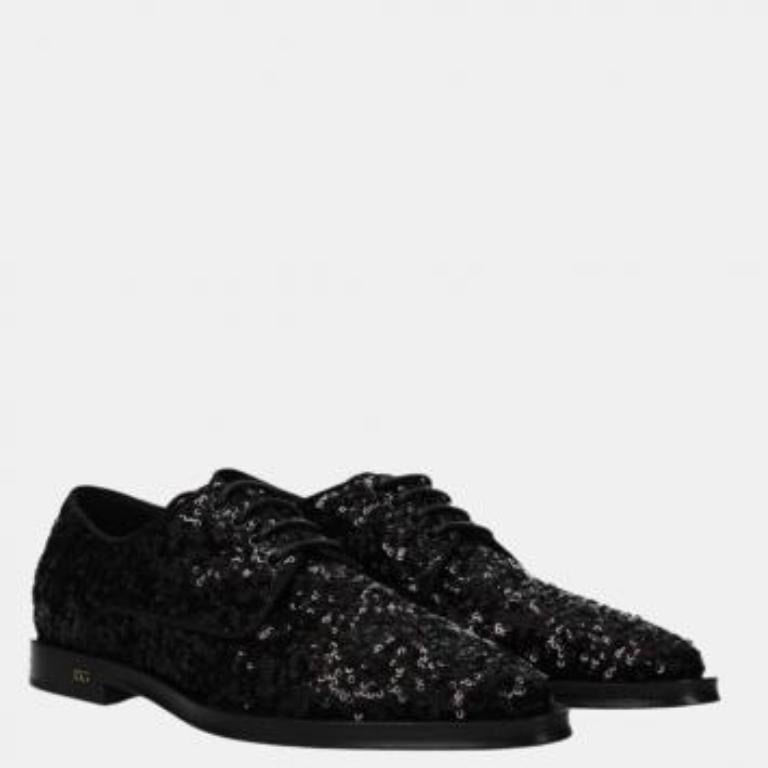 Dolce & Gabbana - Scarpe Derby con paillettes nere - US 7 EU 37.5 In condizioni buone a Dubai, Al Qouz 2
