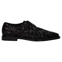 Used Dolce & Gabbana Black Sequin Derby Shoes Size US 7 EU 37.5