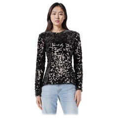 Dolce & Gabbana Black Sequin Long Sleeve Top Size S