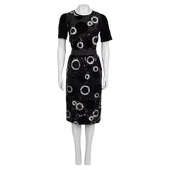 Robe de cocktail Dolce & Gabbana à imprimé pailleté noir, taille IT 44, doublée de soie
