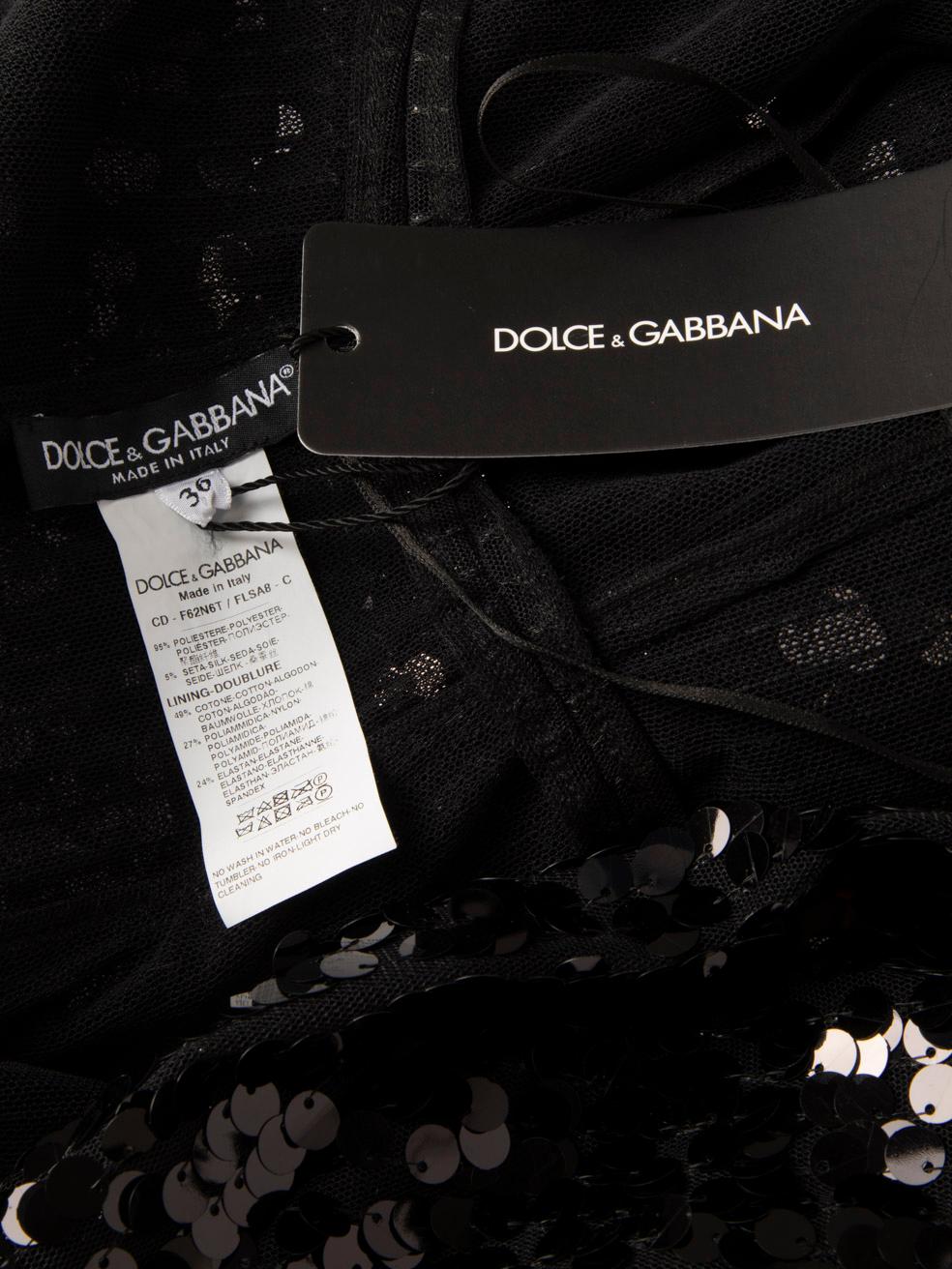Dolce & Gabbana, mini-robe noire à sequins, taille XXS Neuf - En vente à London, GB