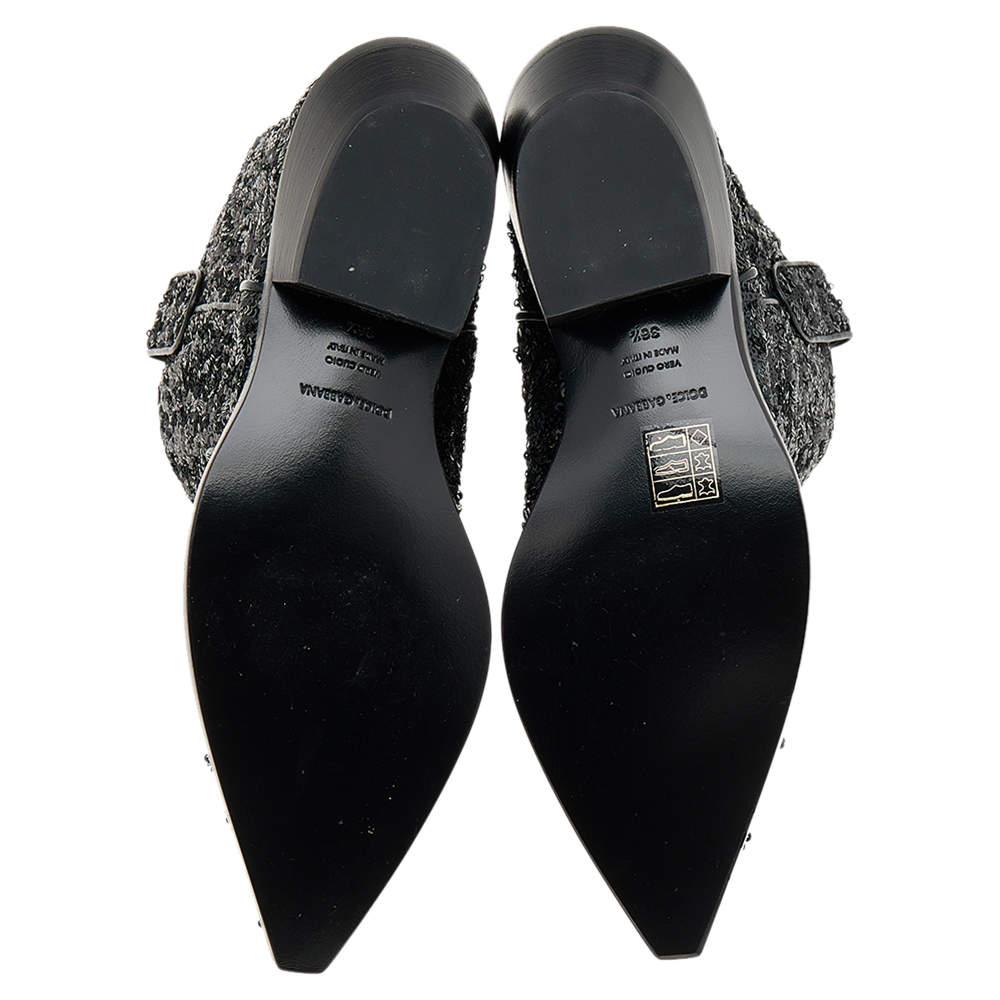 Dolce & Gabbana Black Sequins Boots Size 36.5 For Sale 4