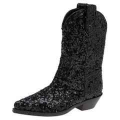 Used Dolce & Gabbana Black Sequins Boots Size 36.5
