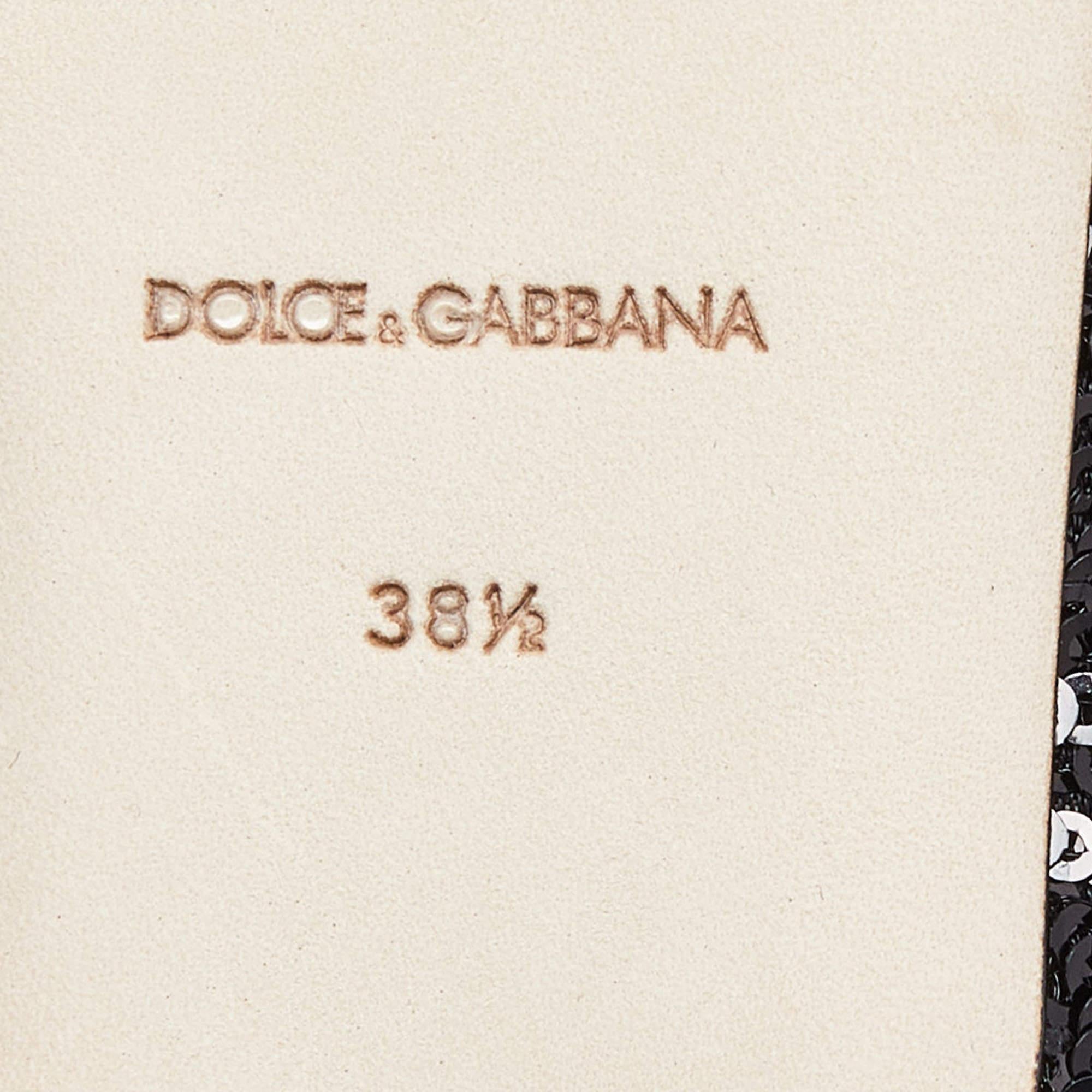 Dolce & Gabbana Black Sequins Crystal Embellished Ballet Flats Size 38.5 3