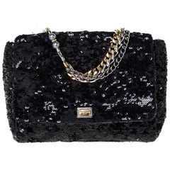 Dolce & Gabbana Black Sequins Miss Charles Shoulder Bag