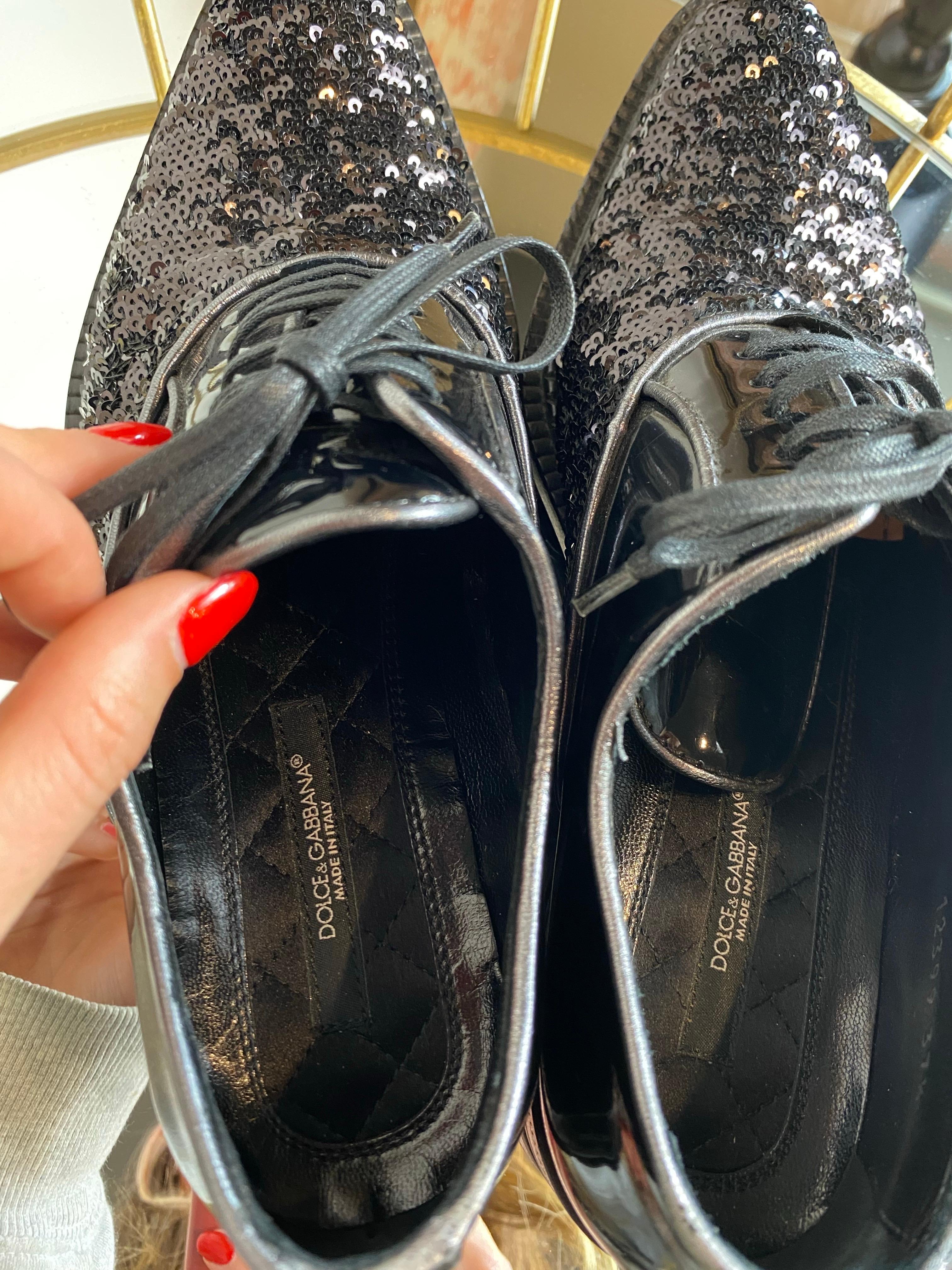 da uomo o donna Dolce & Gabbana - Oxfords con paillettes nere in vendita