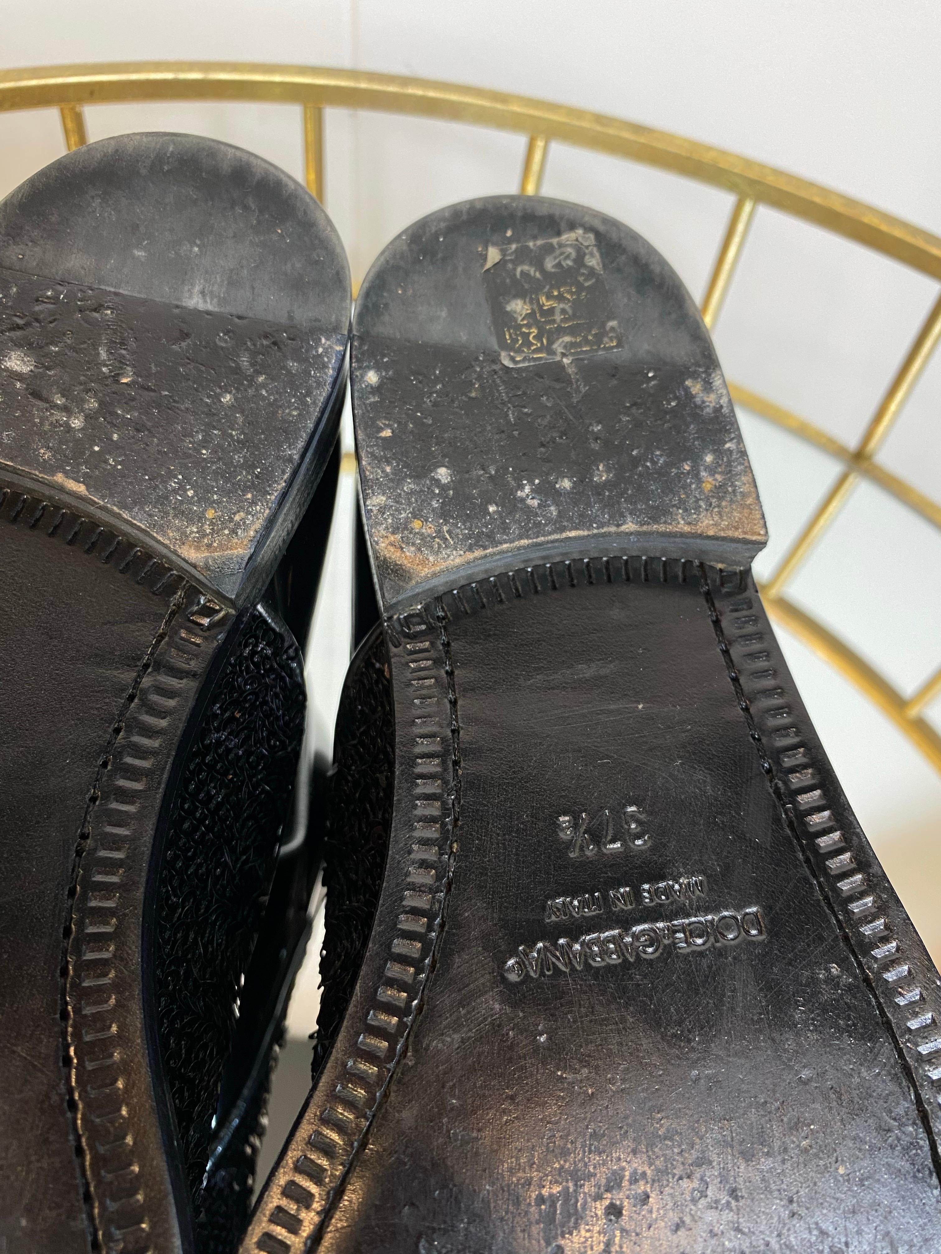 Dolce & Gabbana - Oxfords con paillettes nere in vendita 4