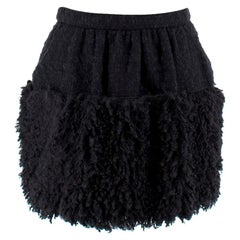 Dolce & Gabbana Black Shearling Trim Skirt - Size US 4
