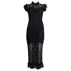 DOLCE & GABBANA black SHEER LACE Maxi Dress Gown S