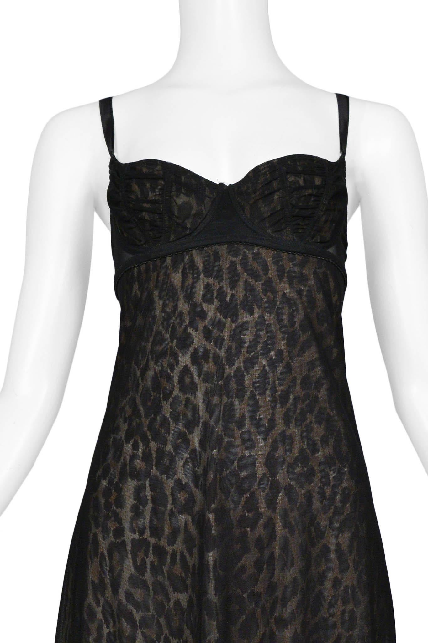 Women's Dolce & Gabbana Black Sheer Leopard Bustier Dress