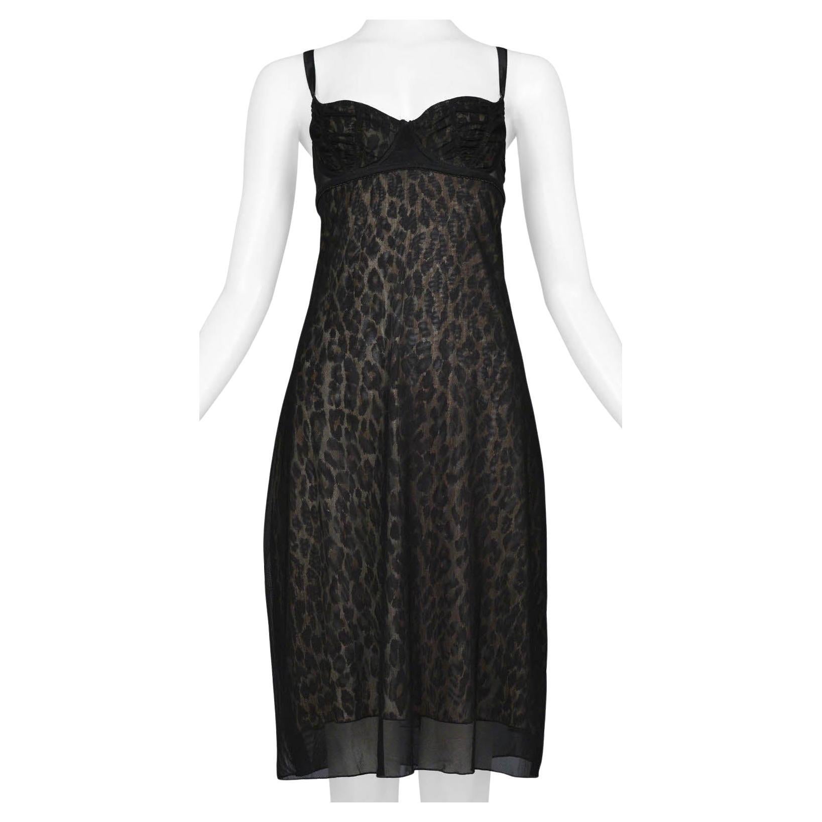 Dolce & Gabbana Black Sheer Leopard Bustier Dress