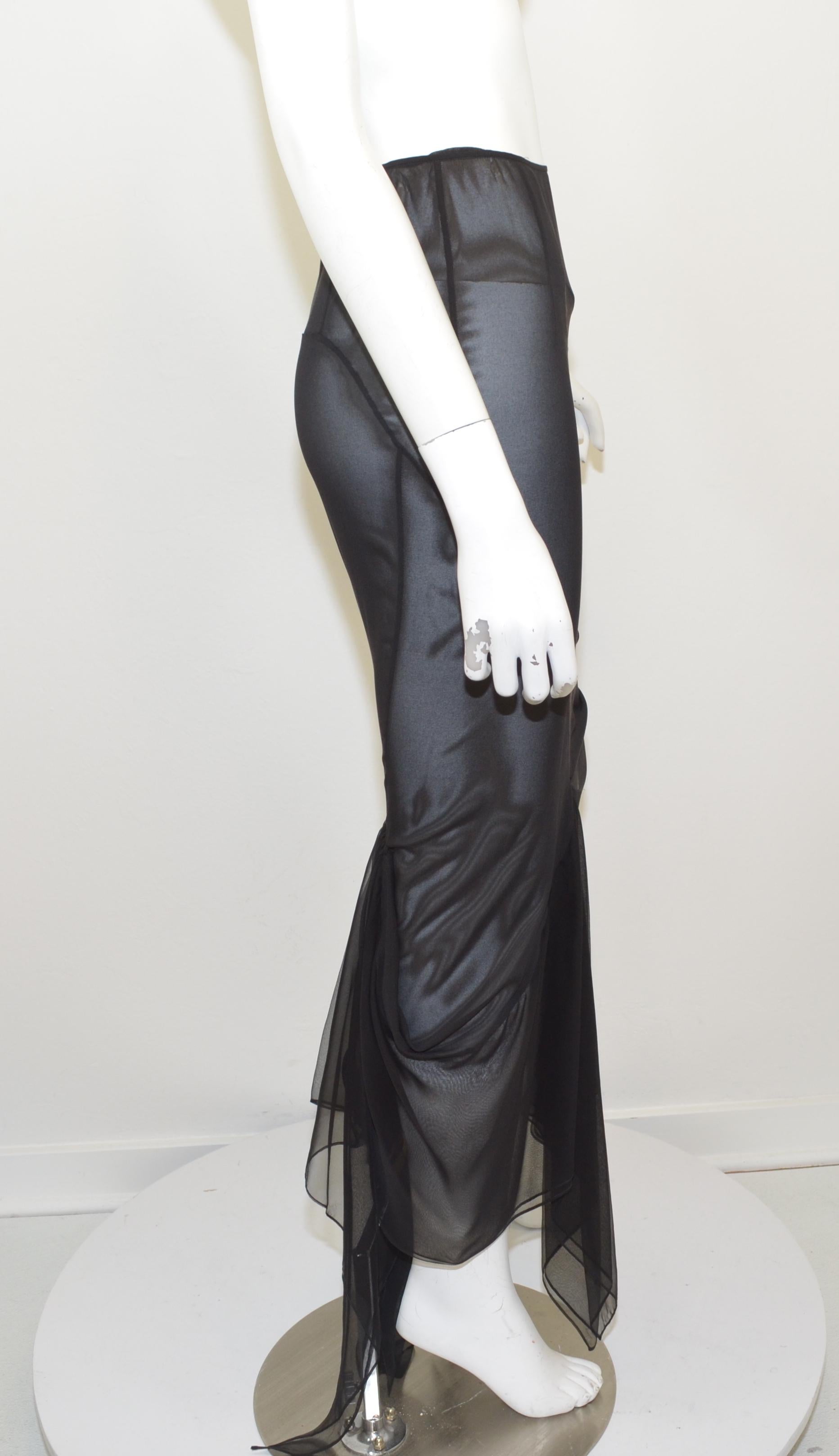 Dolce & Gabbana Black Sheer Silk Maxi Skirt In Excellent Condition In Carmel, CA