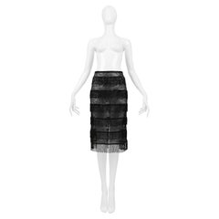 Dolce & Gabbana Black Sheer Skirt With Beaded Fringe SS 2000