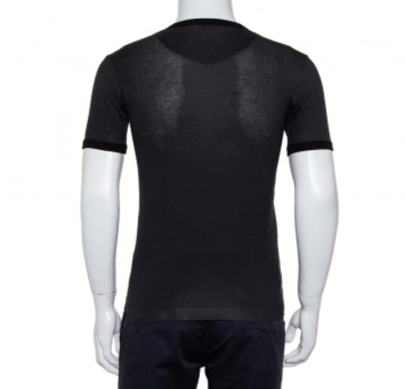 Dolce & Gabbana Black Sicilian Western Printed Cotton Crewneck T-Shirt XS In Good Condition For Sale In Dubai, Al Qouz 2