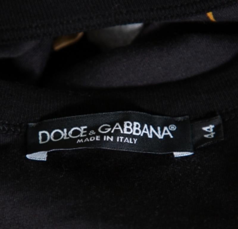 Dolce & Gabbana Black Sicilian Western Printed Cotton Crewneck T-Shirt XS For Sale 2