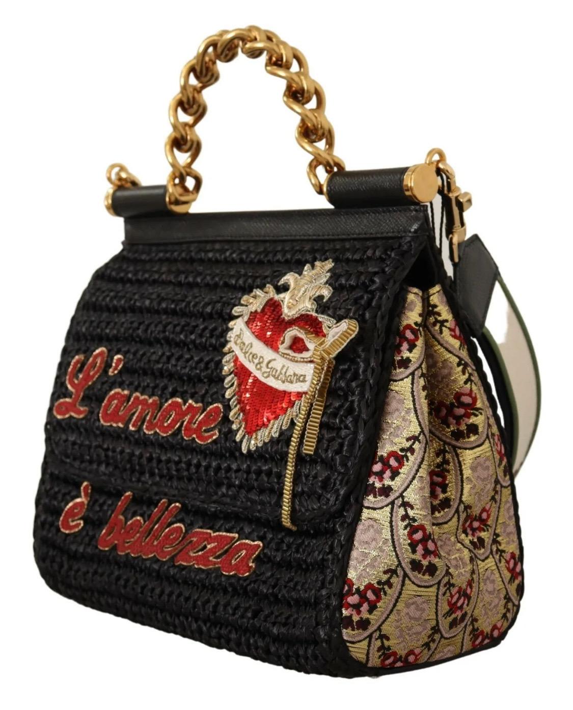 Black Dolce & Gabbana black Sicily l’amore e bellezza  
Top handle Purse bag 