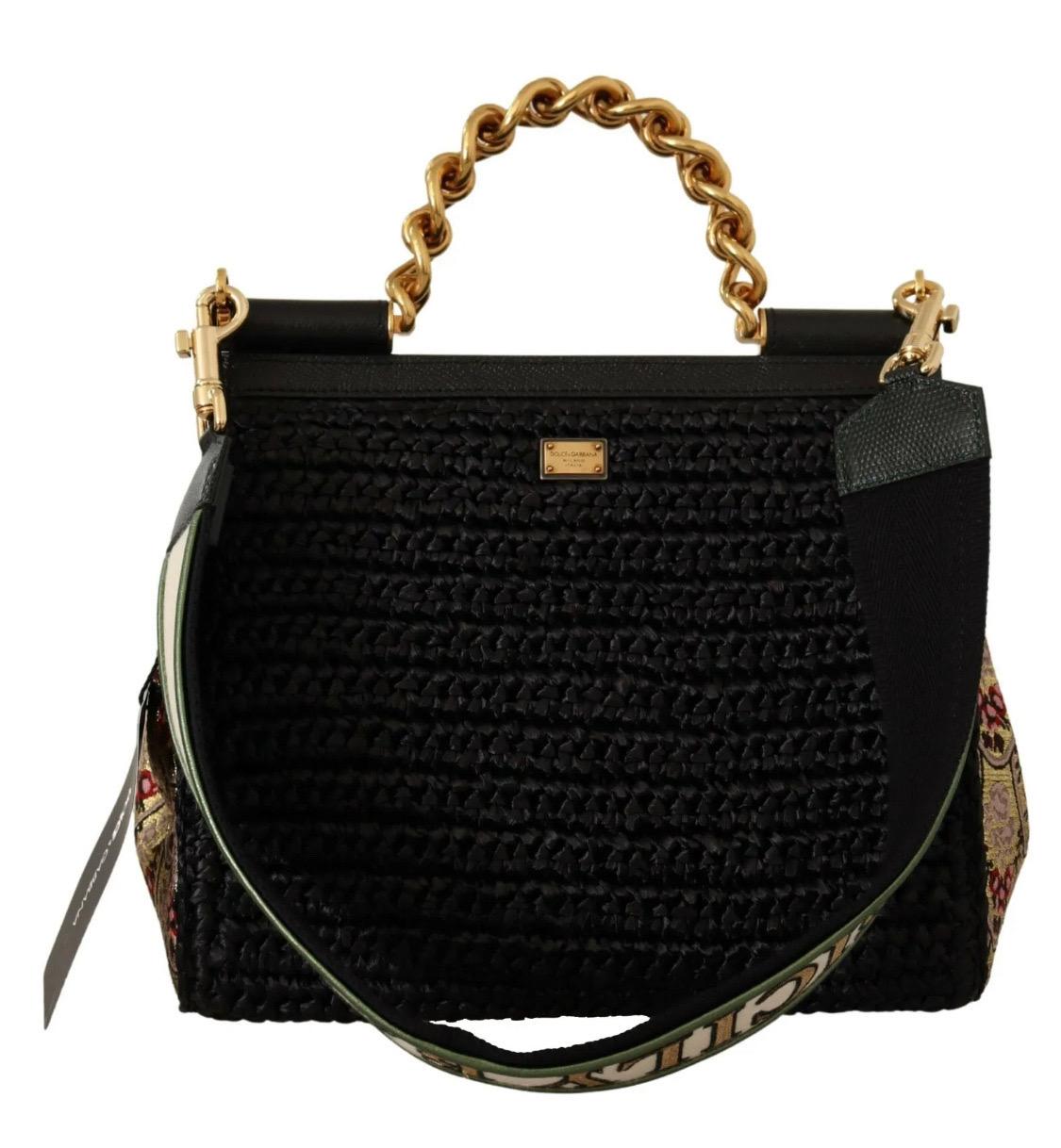 Women's Dolce & Gabbana black Sicily l’amore e bellezza  
Top handle Purse bag 