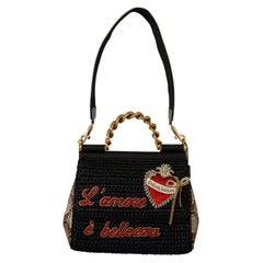 Dolce & Gabbana black Sicily l’amore e bellezza  
Top handle Purse bag