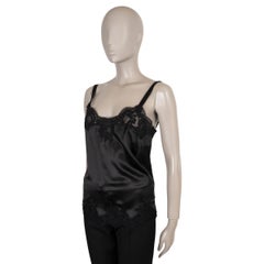 DOLCE & GABBANA black silk 2015 LACE TRIM SATIN Tank Top Shirt 3 L